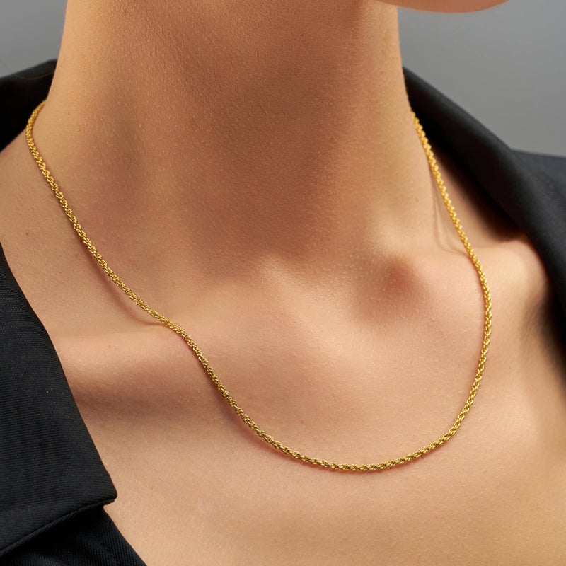 LIFETIME JEWELRY 1mm Gold Chain for Men & Women 24k Real Gold Plated Diamond Cut Rope Chain 14 to 30 Inch (22 inches, Gold) - Image 3